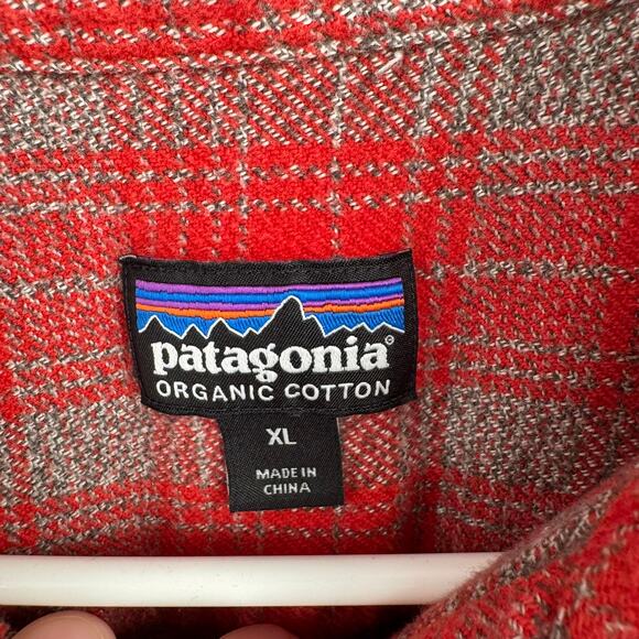 Patagonia Long Sleeved Fjord Flannel Shirt Mens XL Red Gray Plaid - Picture 8 of 14